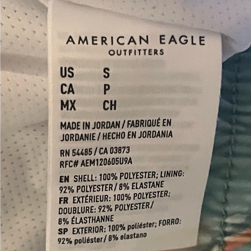 American Eagle Outfitters men's Aqua Bird Print Swim Trunks - Picture 9 of 9